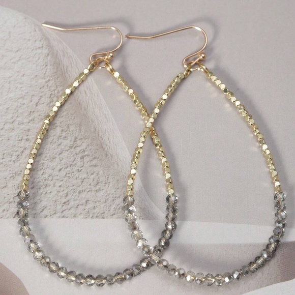 Handmade Beaded Large Teardrop Earrings - Picture 2 of 4